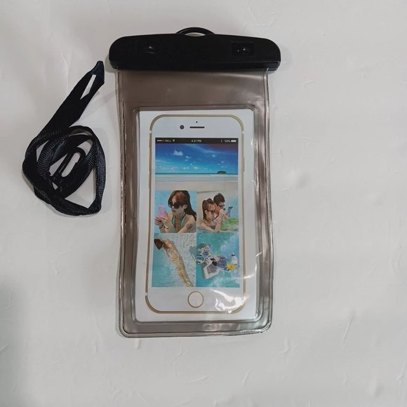 New Waterproof Phone Pouch with Lanyard Size 7x4 in Black Color Non-toxic PVC/AB - Picture 1 of 8